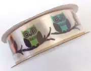 Offray Decorative Ribbon Spool 7/8 in x 3 yards Colorful Owls USA
