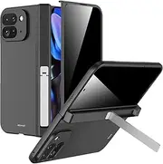 [Miimall] for Google Pixel 9 Pro Fold Case with Privacy Screen Protector, Pixel 9 Pro Fold Case with Hinge Protection & Kickstand, Hard PC Slim Anti-Drop Hinge Cover for Pixel 9 Pro Fold 2024-Black