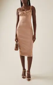 [Dolce & Gabbana] Ruched Stretch-Satin Midi Dress