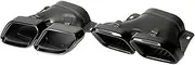 1 Pair Quad Exhaust Tips Tail Throat 4 Outlets 304 Stainless Steel Compatible For AMG C63/S W205 S205 C205 A205 Facelift 2019+(Black)