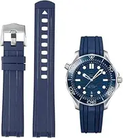 [Danxancy] Straps For Omega SEAMASTER PLANET OCEAN Watch,Soft Rubber Omega X Swatch Moonswatch Replacement Strap,Curved No Gap Moonswatch Swatch strap with Silver Stainless Steel Buckle