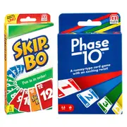 2pc Mattel Games Skip Bo & Phase 10 Card Game 2-6 Players Kids/Children 7y+ Toy