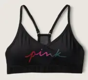 Victoria's Secret Pink Bling Glitter Ombre Logo Ultimate Black Bra L-DD or XL