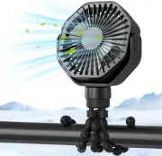 Portable Stroller Fan with Flexible Tripod, 3 Speeds Rechargeable Handheld Perso