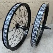 CULT CREW CASSETTE 20" BLACK WHEELSET BMX BIKE BICYCLE WHEELS SUNDAY RANT FIT
