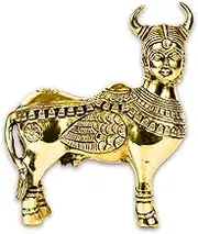 Indian Impressions | Brass Kamdhenu Cow Vastu Statue | Handcrafted Sacred Idol for Wealth, Prosperity & Spiritual Harmony | Traditional Indian Decor Ideal for Spiritual Spaces (10x17 cm, 1.6 Kg)