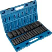 Impact Sockets Set 1/2 Inch Drive 26 PCS Metric 10mm - 36mm Deep 6-Point Set