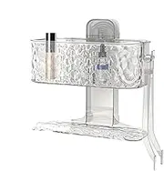 Generisch Shower Suction Cup - Shower Caddy Suction Bathroom Shelf | Double Layer Cosmetic Holder Suction Cup Rack, Ventilated Tray Home Organiser, No Punching with Clip for Shower Bath, Kitchen