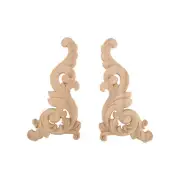 2pcs Wood Corner Onlay Unpainted Applique Frame Door Decors Decal 15*8*09557