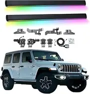 BJOHQ Electric Running Boards Compatible for Jeep Wrangler 4-Door 2018-2025 with Light, SUV, Off-Road & Pickup Trucks - Retractable Truck Steps & Nerf Bars