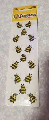VINTAGE 1986 SANDYLION SANDY LION FUZZY VELOURS BUMBLE BEE STICKERS NOS SEALED