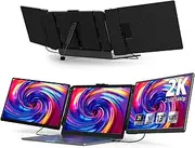 2K Laptop Screen Extender - 13" IPS 1440P Triple Screen Laptop Monitor Extender Plug & Play Multi Screen Attachment for 13"-17" Laptops Compatible with Wins Mac Dex Chrome Travel Work