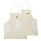 2pcs Bib Apron 72x65cm Unisex Cooking Aprons with Hand Wipe, Milky White