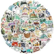 Outdoor Hiking Adventure Camping Stickers Pack 50pcs, Travel Wildlife Stickers for Water Bottle Laptop Hydroflask Cup Car, Wilderness Nature Decals for Camper Boys Adults Teens Girls (holiday travel)