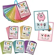 Lachilly Montessori CVC Words Flashcards Short Vowel Reading Letters Sorting Spelling Word English Cards CVC Beginning Phonics Word Builders Toddler Learning Toys 130 Words