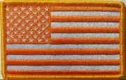 United States FLAG ORANGE & WHITE Patch W/ VELCRO® Brand Fastener 3 X 2