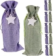TIDTALEO 12Pcs Drawstring Wine Bottle Bags Wine Pouches for Christmas Parties Weddings Light Each Storage