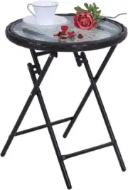 Patio Folding Side Table round Outdoor End Table Small Portable Bistro Coffee...
