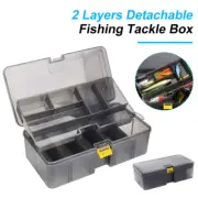 2-Tier Fishing Tackle Box w/Detachable Dividers Adjustable Fishing Lure Bait Box