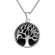 Family Tree Necklace Tree of Life Natural Black Agate Gemstone Crystal Pendant N