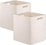 OIAHOMY Storage Cubes, 13 Inch Cube Storage Organizer, Collapsible Storage Bins, Baskets for Organizing, Storage Bins for Shelves-White, 2-PACK