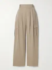 Salon 1884 - + Net Sustain Buckled Pleated Twill Straight-leg Cargo Pants - Stone - FR 40