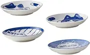 Vaguelly 4Pcs Japanese Style Ceramic Dipping Plates with Cute Cat Design Appetizer Dish for Sauces Condiments Fruits Versatile Serving Tray