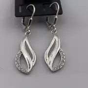 Beautiful Leaf Or Tear Drop Shaped With Swirling Open Centre Silver925 Earring