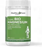 Healthy Care Super Bio Magnesium Capsules - Comprehensive Muscle and Neuromuscular Support - Premium Quality Dietary Supplement - 100 Capsules