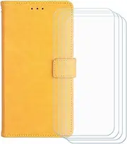 LCEHTOGYE Cover for Lebest L20 2109 + 4 Slice HD Tempered Glass,Shell BracketBumper Protective Back Case - Anti-Scratch Screen Protector for Lebest L20 2109 - HZFM -Yellow