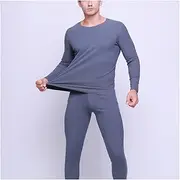 [PRMDDP] Men's Thermal Underwear Set， Crew Neck Warm Base Layer Top & Bottom Lightweight for Workout Skiing Running Hiking (Color : Blue, Size : X-Large)