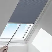 Manual Cellular Shades Cordless Honeycomb Blinds Full Blackout Fabric Window Shades for Skylight（Dark Blue） W(40~50) cm×H(70~80) cm