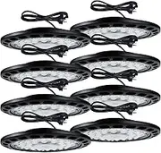 UFO LED High Bay Light 500W 6500K Led Shop Light with Plug and Chain Led IP65 Waterproof for Warehouse Garage Workshop Barn Factory Store (8Pcs)