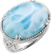 [JewelryWeb] 925 Sterling Silver Larimar Ring Size 7 20 X 15mm Band Style-Ring for Women