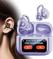 M100 Earbuds, M100 Clip on Ear Headphones, Clip on Earbuds Touch Screen Case, Smart Touchscreen Wireless Bluetooth Earbud, AI Translator Earbud Real-Time Translation (Purple)