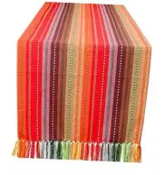Salsa Stripe Dining Table Runner With Fringes - 4th of 16x72 Inch Red Multi