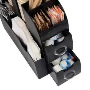 Coffee Pod Drawer and Condiment Set, Black, 5.35" x 11.25" x 11.15"