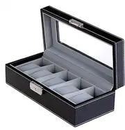 Songmics Glass Lid 5 Slots Watch Display Box With Lockable Keys JWB05B
