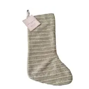 Christian Siriano NY Luxury Beaded 22" Christmas Stocking Sea Glass Blue Silver