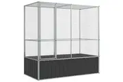 vidaXL Aviary with Extension Budgie Finch Pigeon Cage Parrot House Silver Steel
