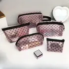Nylon Mesh Cosmetic Bag Heart Shaped Coin Purse Portable Toiletry Bag