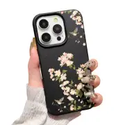 For iPhone 16 Pro Max 15 14 13 12 11 Shockproof Slim Soft Flower Bird Case Cover