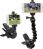 Suptig Desk Gooseneck Mount, Cell Phone Clamp Clip for Pole, Mobile Phone Stand, Compatible for iPhone 14 Plus, 13 Pro, Xs Max, XR, X, 8, 7, 6, 6s Plus and Other 4-7'' Devices