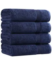 Superior Set of 4 Heritage Egyptian Cotton Highly Absorbent Solid Ultra Soft Bath Towels