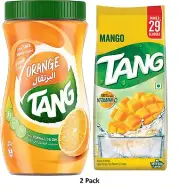 Tang Orange Instant Drink Mix Glass Jar 750g + Mango Foil Refill 500g - 2 Pack