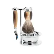 MÜHLE VIVO Brown Horn Resin 4-Piece Pure Badger 5-Blade Razor Shaving Set