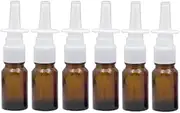 6Pcs 10ml/0.34oz Empty Amber Glass Nasal Spray Bottle with Fine Mist Sprayers Atomizers Container for Makeup Water Perfumes Essential Oils Saline