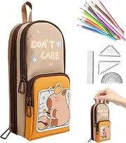 Cute Pencil Case, Capybara Pencil Case 6-Layer Large Capacity Pouch with Cartoon Pattern Waterproof for Students, Style1