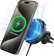 SPIGEN OneTap Pro 3 CryoMax MagSafe Car Mount 15W Wireless Charger for iPhone 16 15 14 13 12 Pro Max Plus mini MagSafe Case, Magnetic Air Vent Phone Holder Cooling Fast Charging for MagSafe - Black
