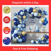 133pcs Navy Blue Sapphire Gold Metallic Confetti Balloon Garland Arch Kit Party